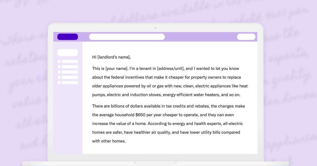 A tenant writing an email to his landlord about the benefits of electrification.